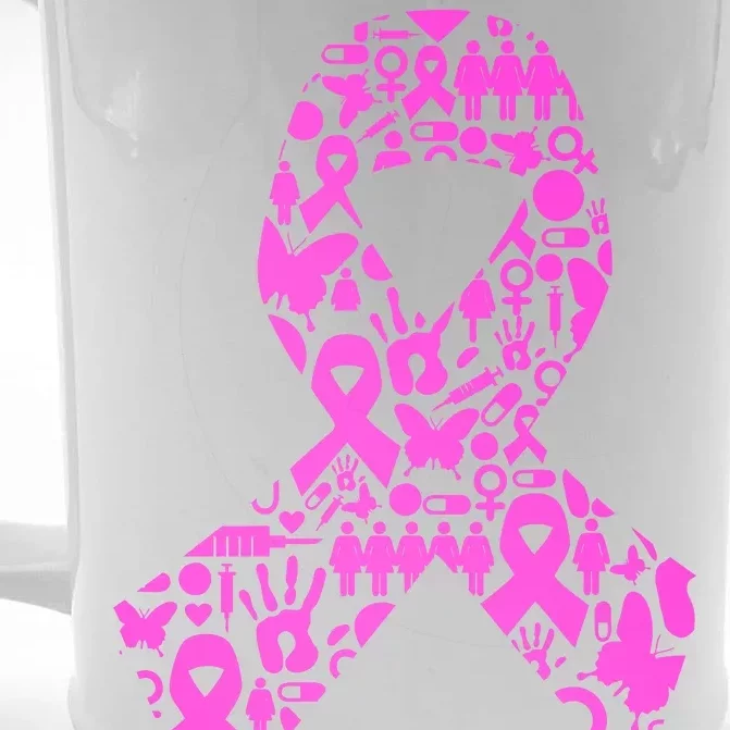 Ribbon Of Support Breast Cancer Front & Back Beer Stein