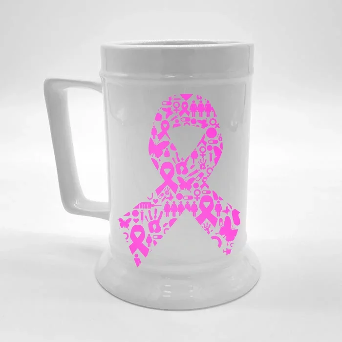 Ribbon Of Support Breast Cancer Front & Back Beer Stein