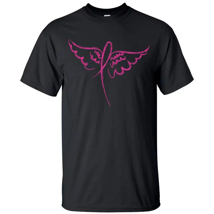 Ribbon On Wings Breast Cancer Tall T-Shirt