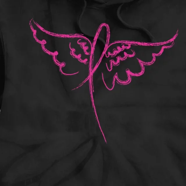 Ribbon On Wings Breast Cancer Tie Dye Hoodie