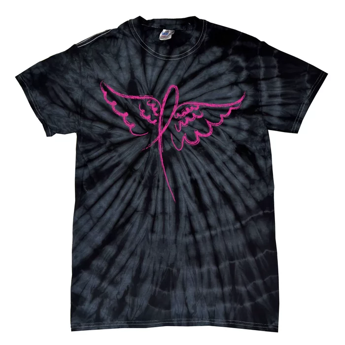 Ribbon On Wings Breast Cancer Tie-Dye T-Shirt