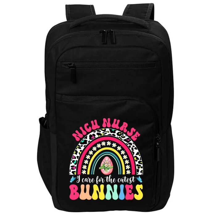 Rainbow I Care For The Cutest Bunnies Nicu Nurse Easter Day Gift Impact Tech Backpack