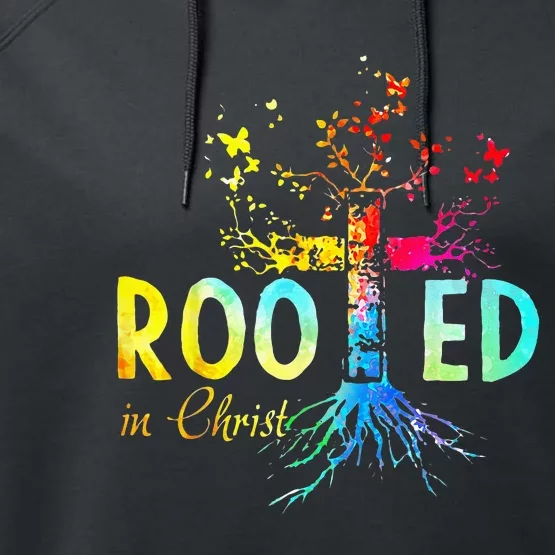 Rooted In Christ Faith Christian Jesus Lovers Men Women Performance Fleece Hoodie