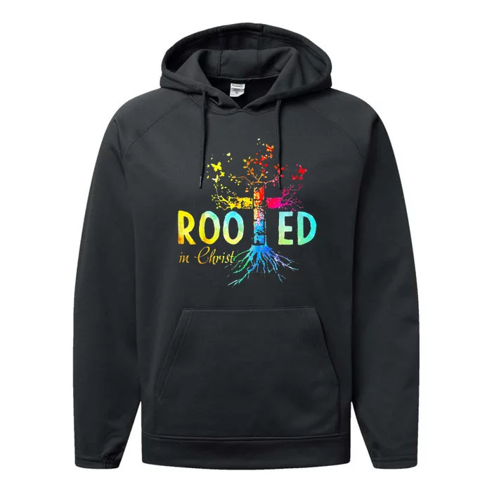 Rooted In Christ Faith Christian Jesus Lovers Men Women Performance Fleece Hoodie