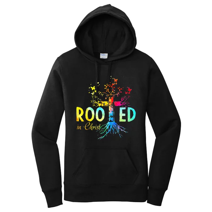 Rooted In Christ Faith Christian Jesus Lovers Men Women Women's Pullover Hoodie