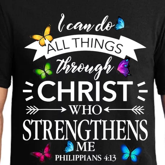 Religious I Can Do All Things Through Christ Butterfly Art Great Gift Pajama Set