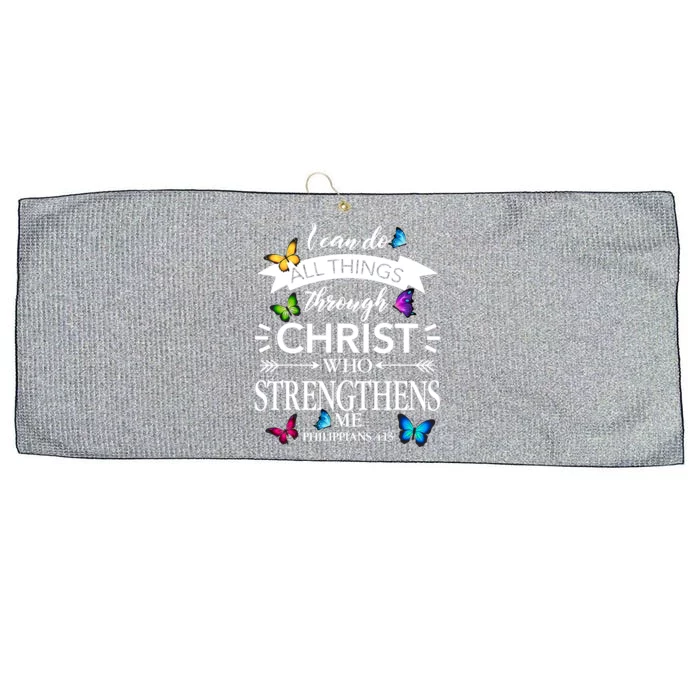 Religious I Can Do All Things Through Christ Butterfly Art Great Gift Large Microfiber Waffle Golf Towel