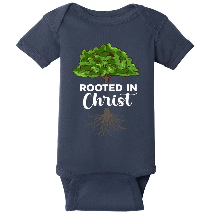 Rooted In Christ Theology Jesus Christ Christian Faith Baby Bodysuit