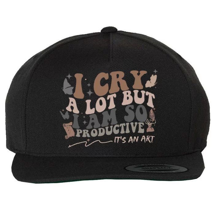 Retro I Cry A Lot But I Am So Productive Funny Trending Meme Wool Snapback Cap