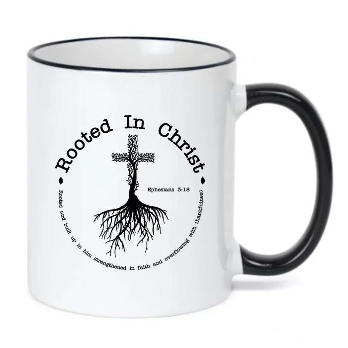 Rooted In Christ Christianity Quote Black Color Changing Mug