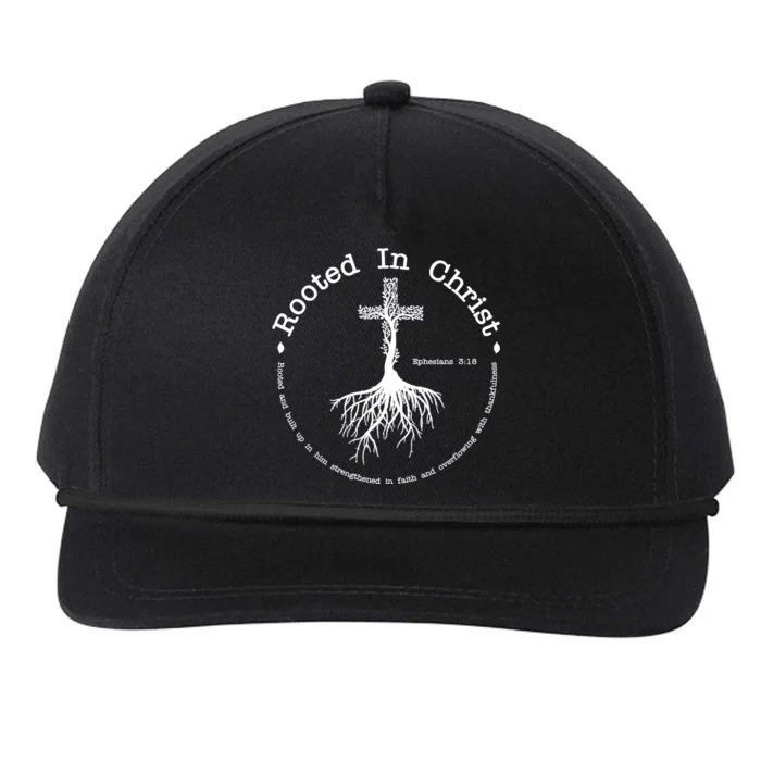 Rooted In Christ Christianity Quote Snapback Five-Panel Rope Hat