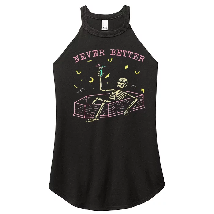 Relaxing In Coffin Night Never Better Skeletons Women’s Perfect Tri Rocker Tank