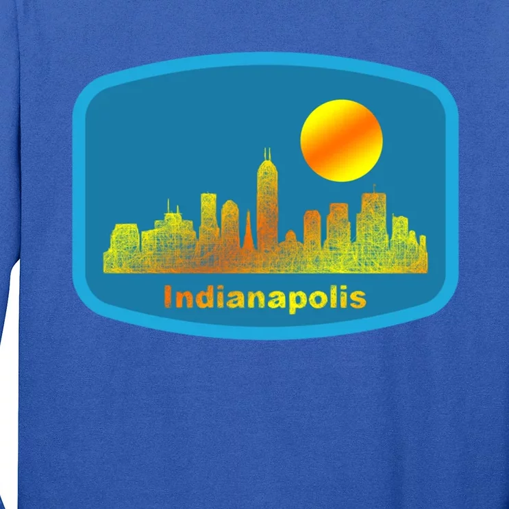 Retro Indianapolis City Skyline Cool Gift Long Sleeve Shirt