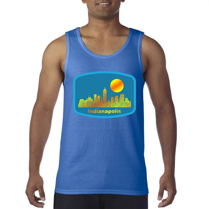 Retro Indianapolis City Skyline Cool Gift Tank Top