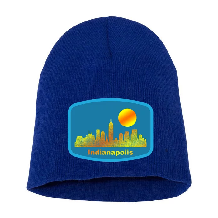 Retro Indianapolis City Skyline Cool Gift Short Acrylic Beanie