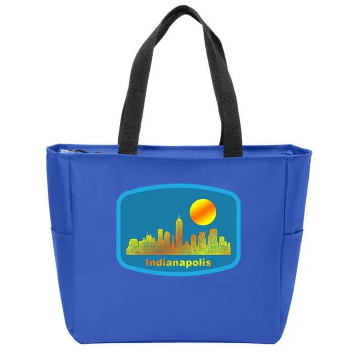 Retro Indianapolis City Skyline Cool Gift Zip Tote Bag