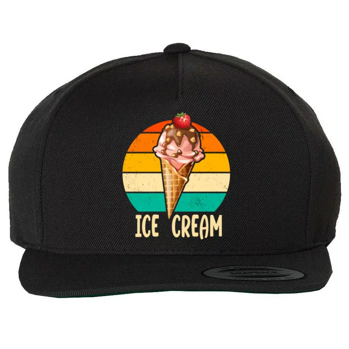 Retro Ice Cream Cone Vintage Ice Cream Lovers Wool Snapback Cap