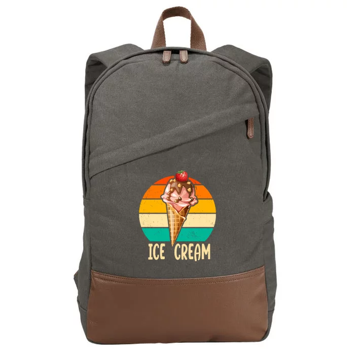 Retro Ice Cream Cone Vintage Ice Cream Lovers Cotton Canvas Backpack