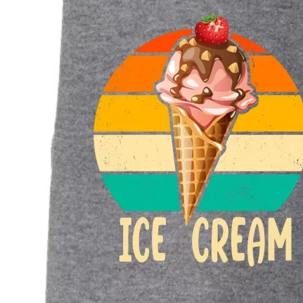 Retro Ice Cream Cone Vintage Ice Cream Lovers Doggie 3-End Fleece Hoodie