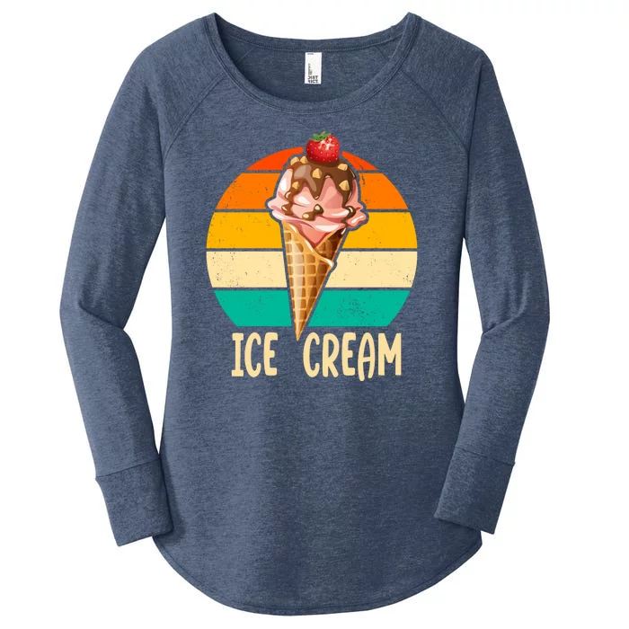 Retro Ice Cream Cone Vintage Ice Cream Lovers Women's Perfect Tri Tunic Long Sleeve Shirt