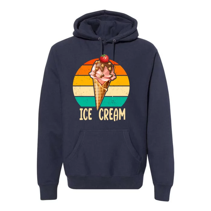 Retro Ice Cream Cone Vintage Ice Cream Lovers Premium Hoodie