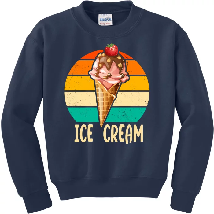 Retro Ice Cream Cone Vintage Ice Cream Lovers Kids Sweatshirt