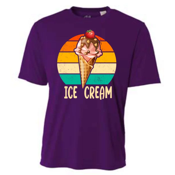 Retro Ice Cream Cone Vintage Ice Cream Lovers Cooling Performance Crew T-Shirt