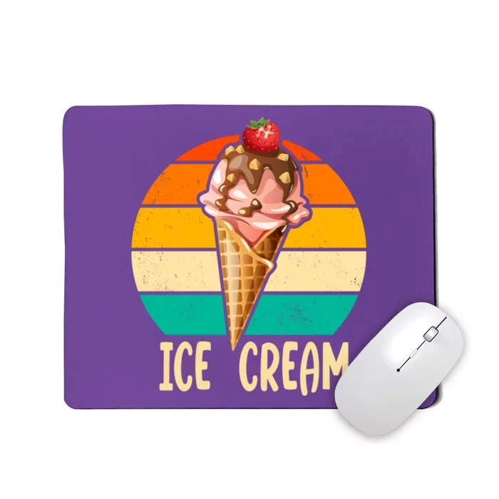 Retro Ice Cream Cone Vintage Ice Cream Lovers Mousepad