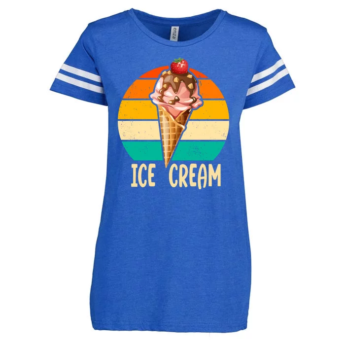 Retro Ice Cream Cone Vintage Ice Cream Lovers Enza Ladies Jersey Football T-Shirt