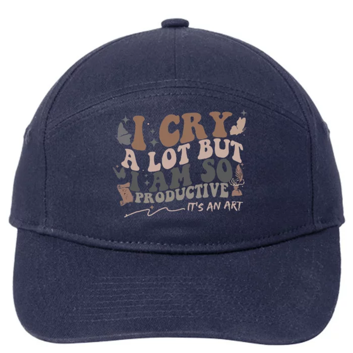 Retro I Cry A Lot But I Am So Productive Funny Trending Meme 7-Panel Snapback Hat