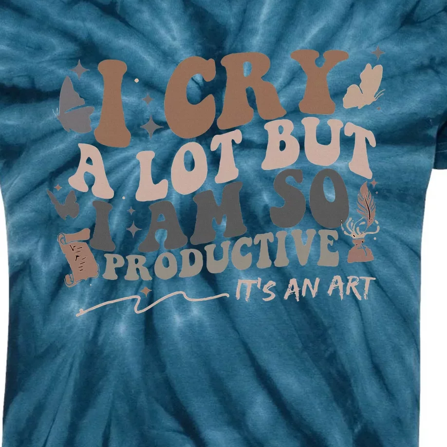 Retro I Cry A Lot But I Am So Productive Funny Trending Meme Kids Tie-Dye T-Shirt