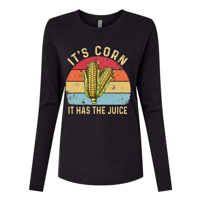 Retro It`s Corn It Has The Juice Funny Corn Trendy Womens Cotton Relaxed Long Sleeve T-Shirt