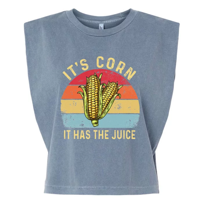 Retro It`s Corn It Has The Juice Funny Corn Trendy Garment-Dyed Women's Muscle Tee