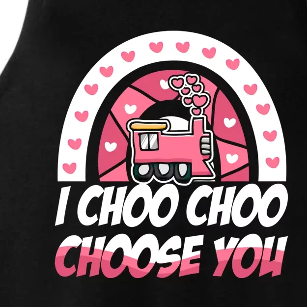 Rainbow I Choo Choo Choose You Valentines Day Train Gift Ladies Tri-Blend Wicking Tank