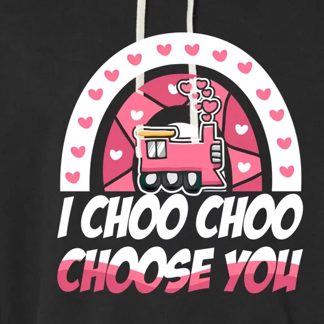 Rainbow I Choo Choo Choose You Valentines Day Train Gift Garment-Dyed Fleece Hoodie