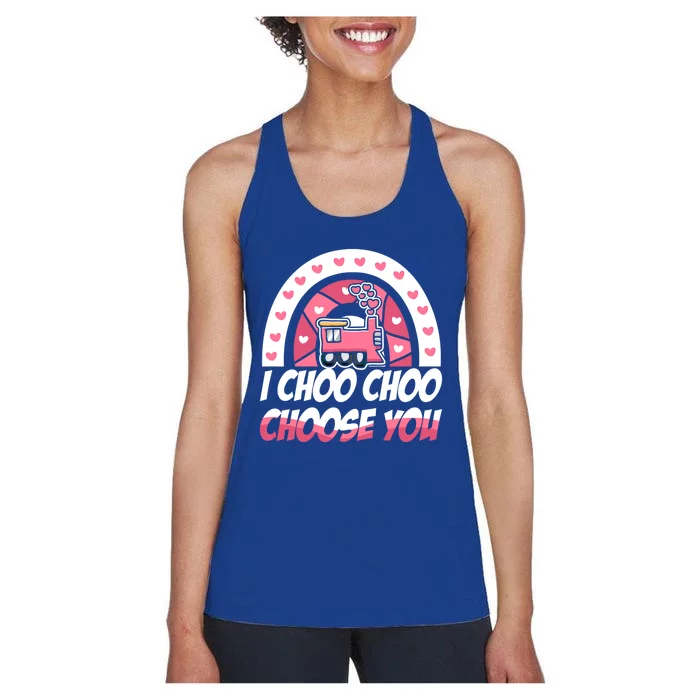 Rainbow I Choo Choo Choose You Valentines Day Train Gift Women's Racerback Tank