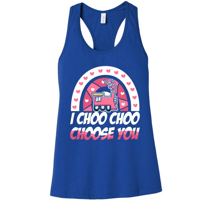 Rainbow I Choo Choo Choose You Valentines Day Train Gift Women's Racerback Tank