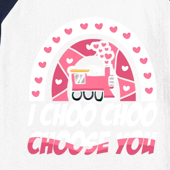 Rainbow I Choo Choo Choose You Valentines Day Train Gift Baseball Sleeve Shirt