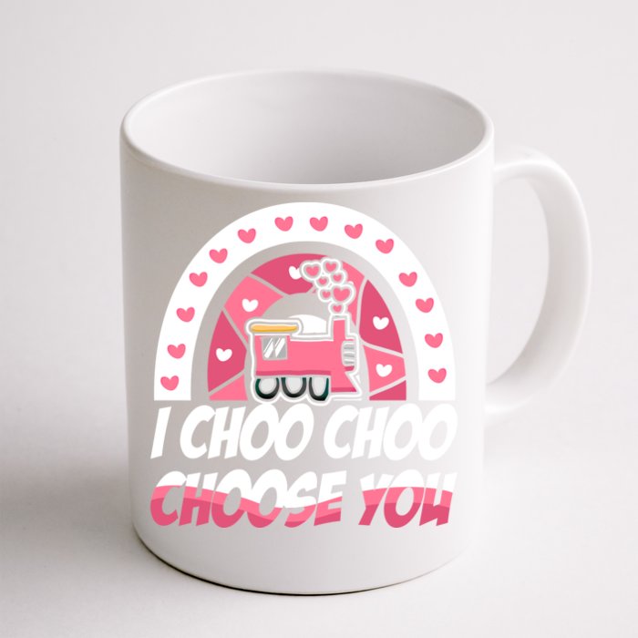 Rainbow I Choo Choo Choose You Valentines Day Train Gift Front & Back Coffee Mug