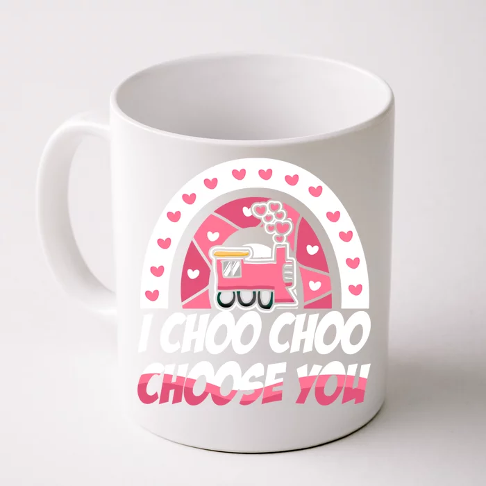 Rainbow I Choo Choo Choose You Valentines Day Train Gift Front & Back Coffee Mug