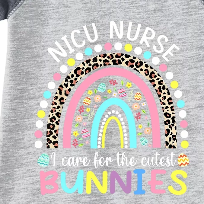 Rainbow I Care For The Cutest Bunnies NICU Nurse Easter Day Infant Baby Jersey Bodysuit