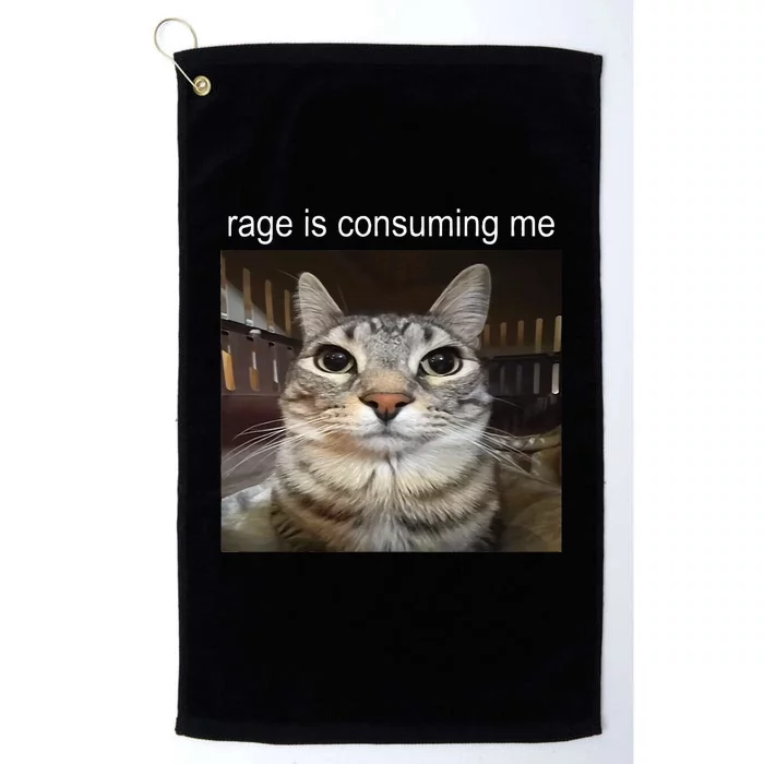 Rage Is Consuming Me Silly Staring Cat Meme Platinum Collection Golf Towel