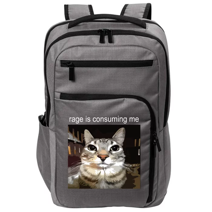 Rage Is Consuming Me Silly Staring Cat Meme Impact Tech Backpack