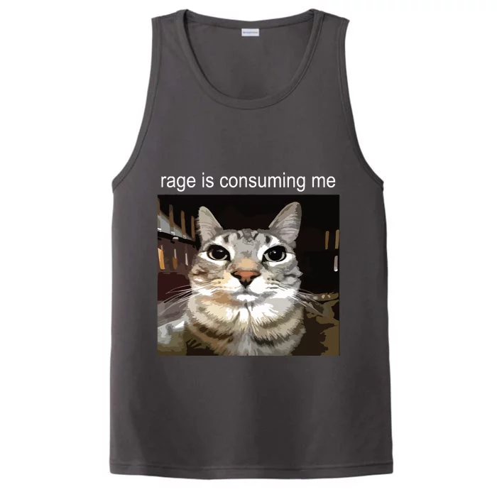 Rage Is Consuming Me Silly Staring Cat Meme Performance Tank