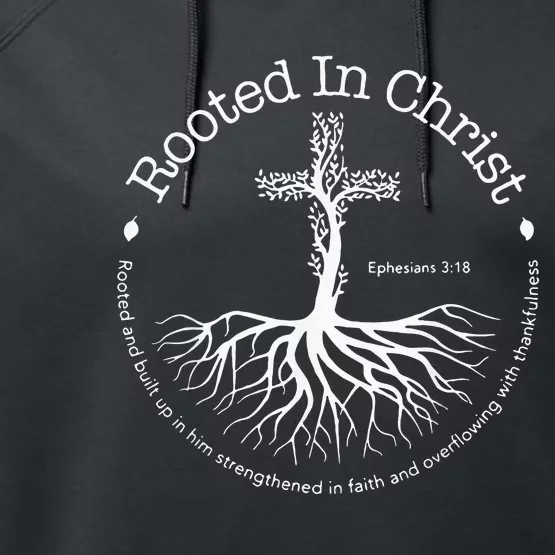 Rooted In Christ Cross Pray God Bible Verse Christian Gifts Performance Fleece Hoodie