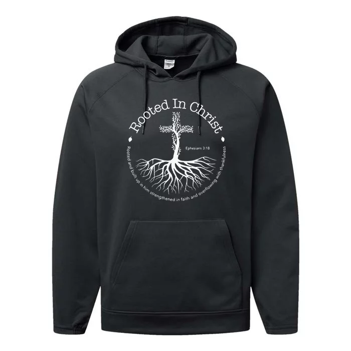 Rooted In Christ Cross Pray God Bible Verse Christian Gifts Performance Fleece Hoodie