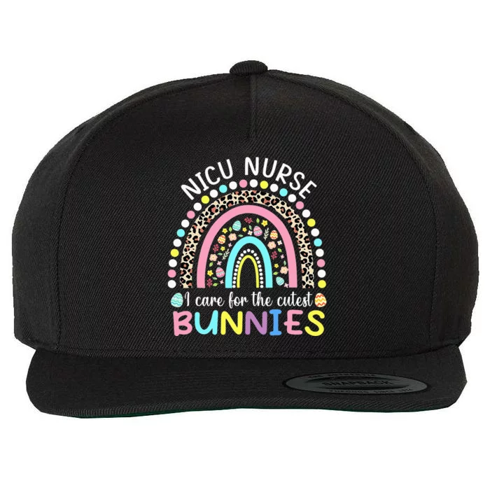 Rainbow I Care For The Cutest Bunnies NICU Nurse Easter Day Wool Snapback Cap