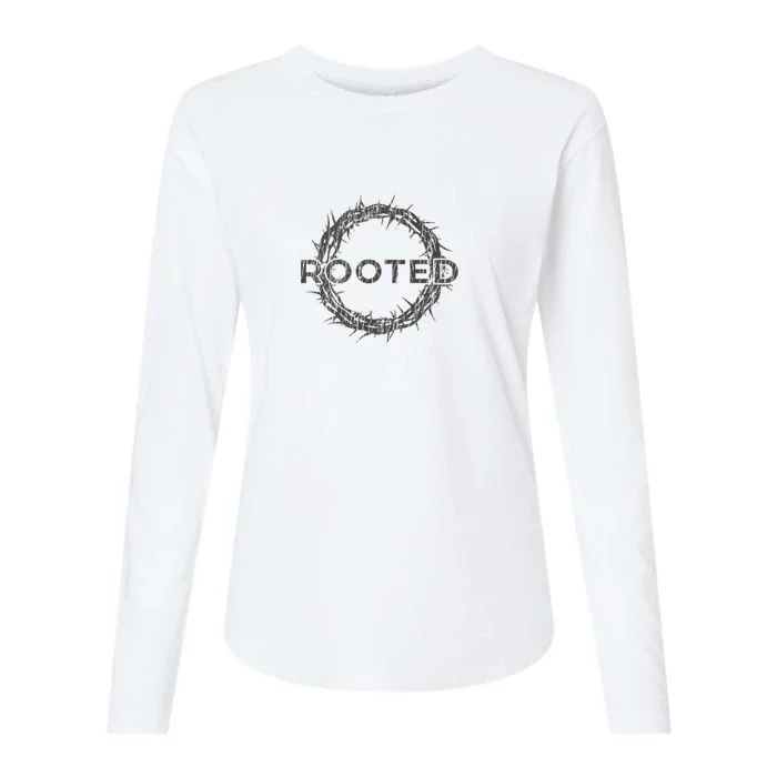 Rooted In Christ Womens Cotton Relaxed Long Sleeve T-Shirt