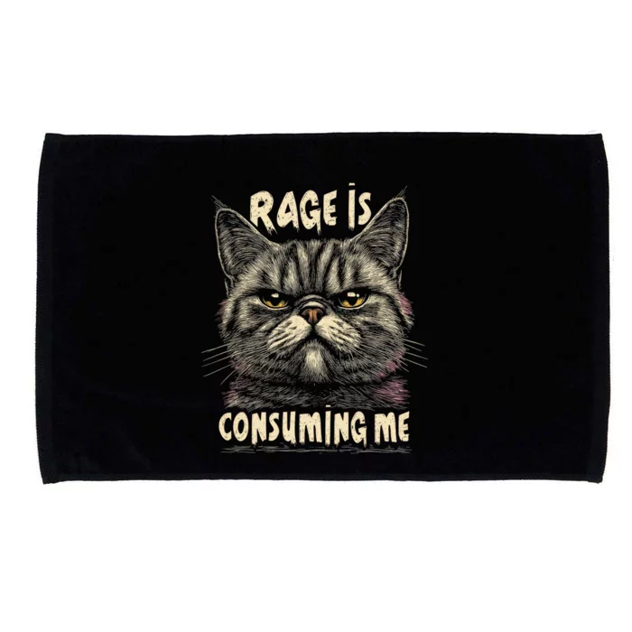 Rage Is Consuming Me Cat Meme Microfiber Hand Towel