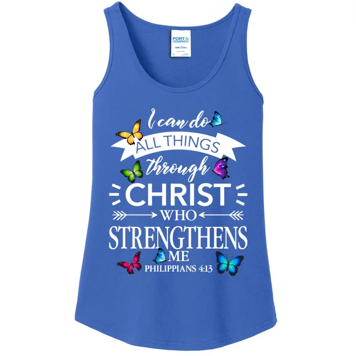 Religious I Can Do All Things Through Christ Butterfly Art Gift Ladies Essential Tank